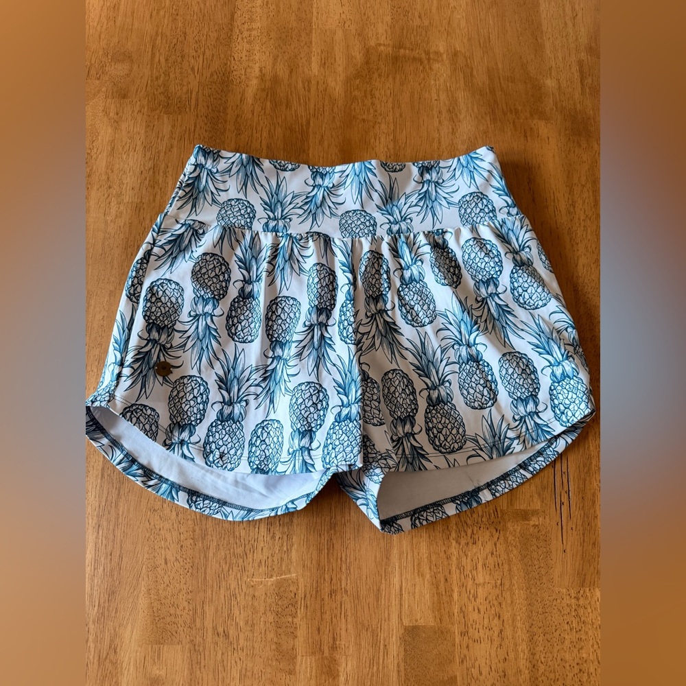 Tropical Pineapple Print High Waist Women's Shorts